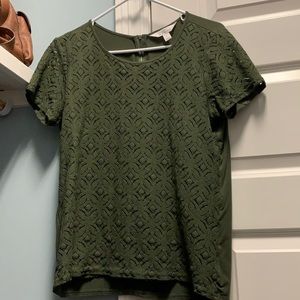 Green lace short sleeve top